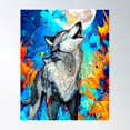 thumbnail image 1 of Howling At The Moon Poster Wall Art, Modern Wall Decor For Living Room Bedroom, 16x24 UNFRAMED, 1 of 3