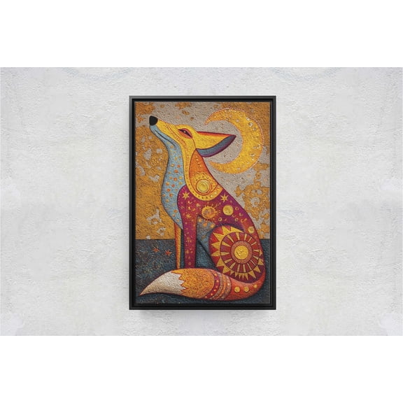 Howling Fox Vibrant Celestial Boho Moon Wall Decor Unframed Paper Print