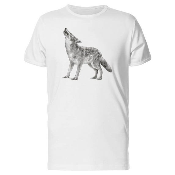 Howling Gray Wolf Sketch T-Shirt Men -Image by Shutterstock, Male 3X-Large