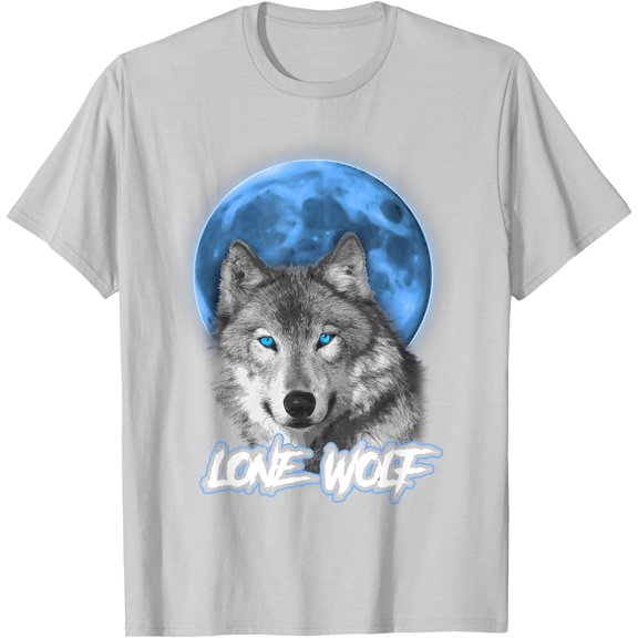 Howling Lone Animal Wolf on Moon Gift Funny Unisex T-Shirt for Men Women Kids Toddler,Ice Grey Color,Size L