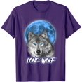 thumbnail image 1 of Howling Lone Animal Wolf on Moon Gift Funny Unisex T-Shirt for Men Women Kids Toddler,Purple Color,Size YXL, 1 of 5