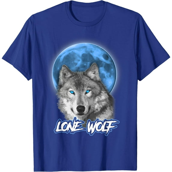 Howling Lone Animal Wolf on Moon Gift Funny Unisex T-Shirt for Men Women Kids Toddler,Royal Blue Color,Size YS