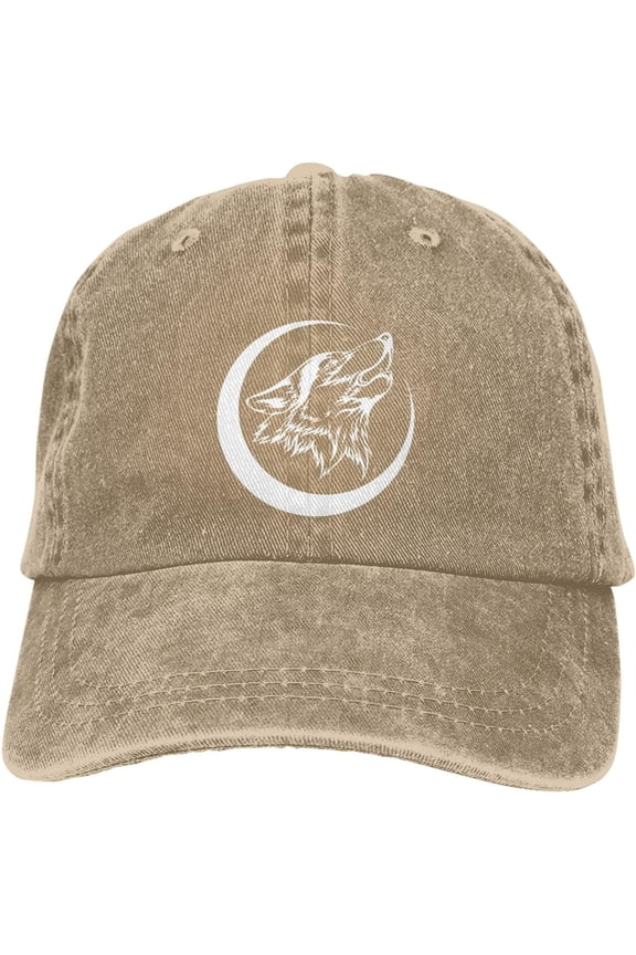 Howling Lone Wolf Hat Distressed Cotton Washed Baseball Cap Black Novetly Denim Hats Unisex Adjustable