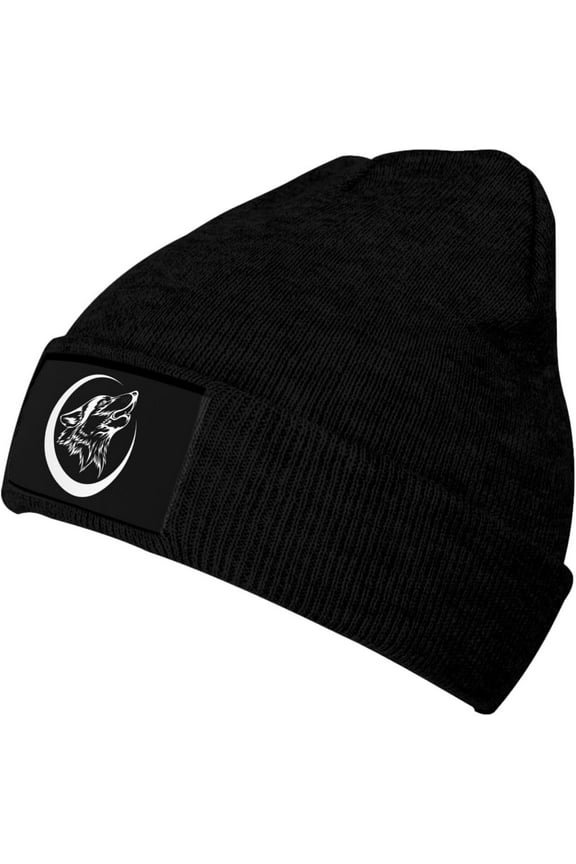 Howling Lone Wolf Winter Beanie Hat Men WomenBlack Knit Slouchy Beanies Skull Warm Cap