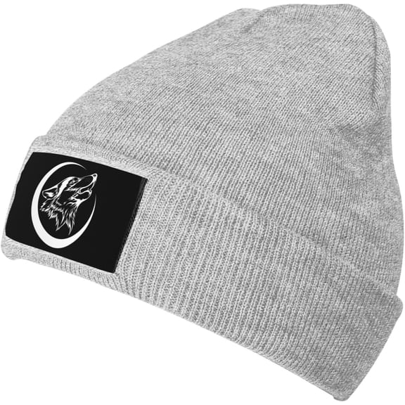 Howling Lone Wolf Winter Beanie Hat Men WomenBlack Knit Slouchy Beanies Skull Warm Cap