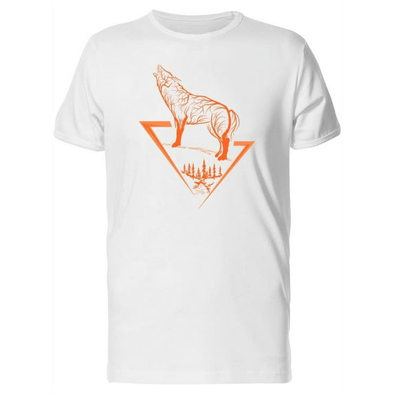 Howling Orange Wolf T-Shirt Men -Image by Shutterstock, Male 4X-Large