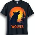 Howling TShirt with Moon & Pine Tree Bold WOLVES Design