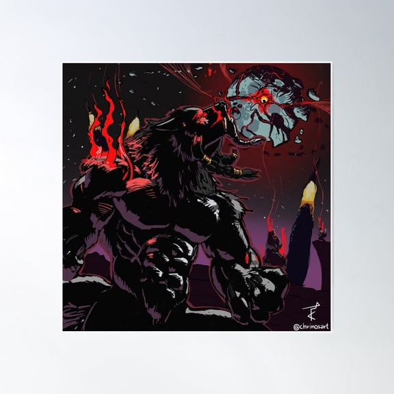 Howling Werewolf Poster Wall Art, Modern Wall Decor, 24x24 UNFRAMED