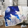 thumbnail image 1 of Howling Wolf Blanket for Adults Teens, Galaxy Moon 40"X50" Fleece Blanket for Teen White Wolves Pattern Decor Fuzzy Blanket for Bed Sofa, Blue Moonlight Stars Wolf, 1 of 4