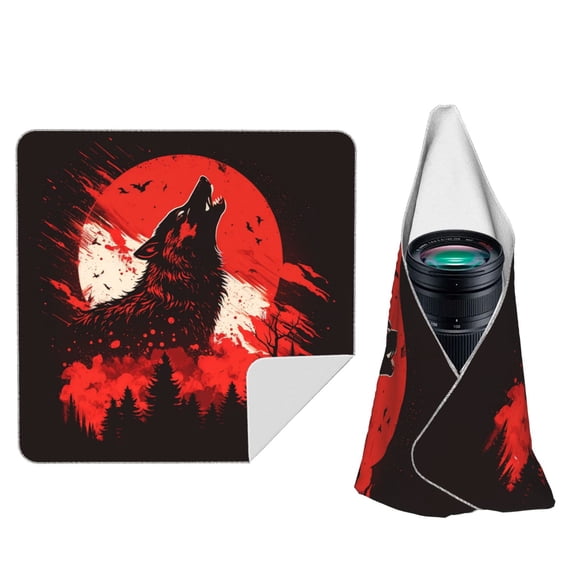 Howling Wolf Blood Red Moon Cool Magic Self-Adhesive Camera Wrap, Anti-Scratch & Dust-Proof Protective Equipment Cloth 10x10