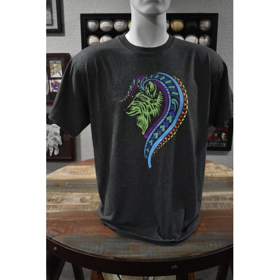 Howling Wolf Clothing Tribal Wolf Color Dark Grey -Shirt Size l