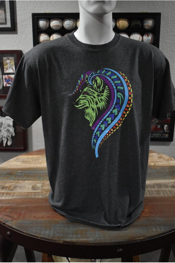 Howling Wolf Clothing Tribal Wolf Color Dark Grey -Shirt Size l