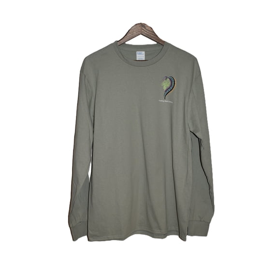 Tribal Wolf Long Sleeve Comfortable Cotton Shirt Green - Sz-S