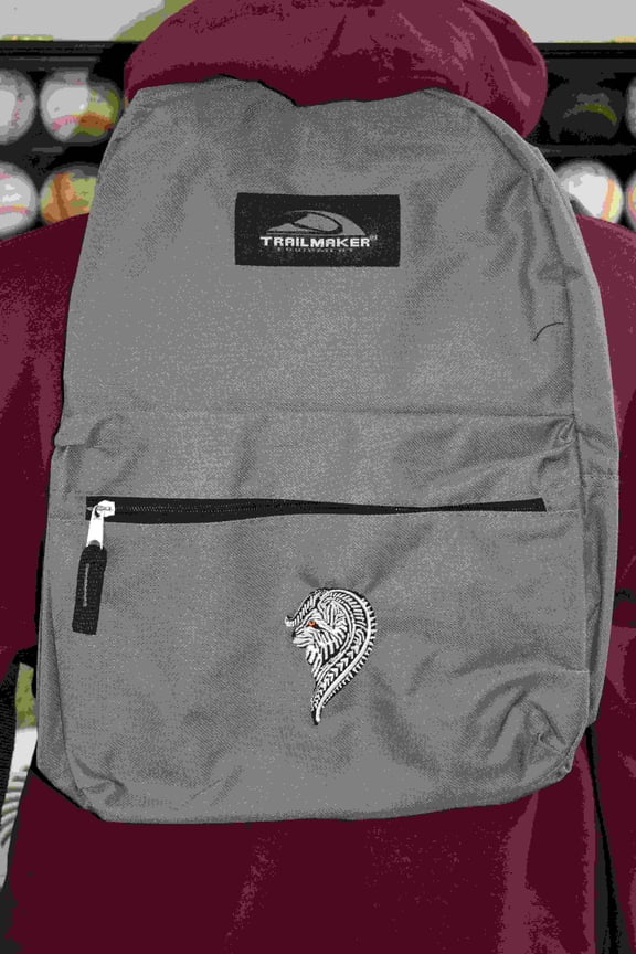 Howling Wolf Clothing Youth Size Tribal Wolf Backpack - Grey