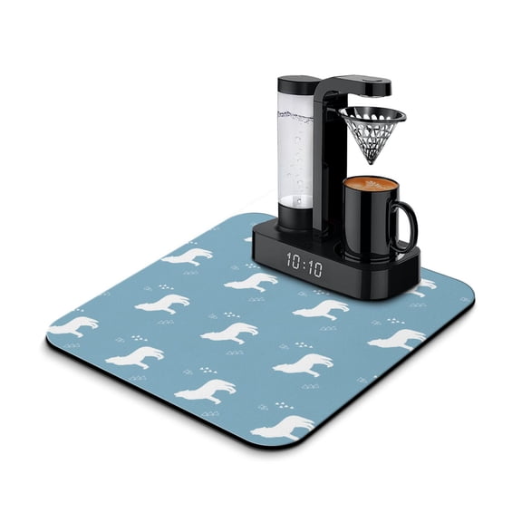 Howling Wolf Coffee Maker Mat - Absorbent 4-Layer Non-Slip Coffee Station Mat for Espresso Machine, 15.7 x 23.6 Inch, Wolf and Moon Design