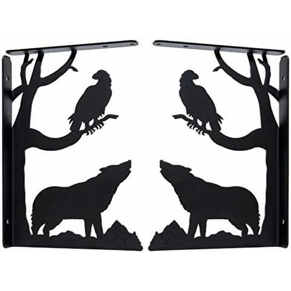 Howling Wolf & Eagle Shelf Brackets (Set of 2)$$Tools & Hardware Other