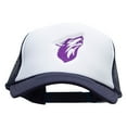 thumbnail image 1 of Howling Wolf Embroidered Two Tone Polyester 5 Panel Foam Front Mesh Back Cap - Navy White OSFM, 1 of 5