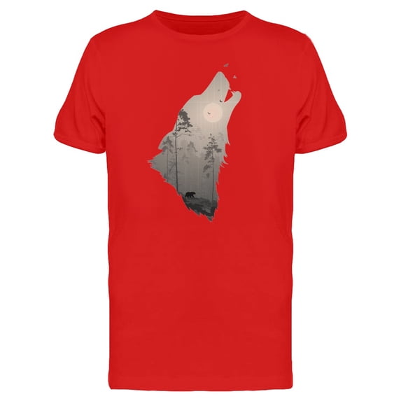 Howling Wolf Forest Inside T-Shirt Men -Image by Shutterstock, Male XX-Large