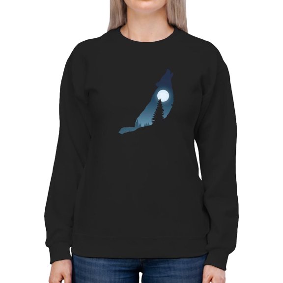 Howling Wolf Forest Sweatshirt Women -SPIdeals Designs, Female 3X-Large