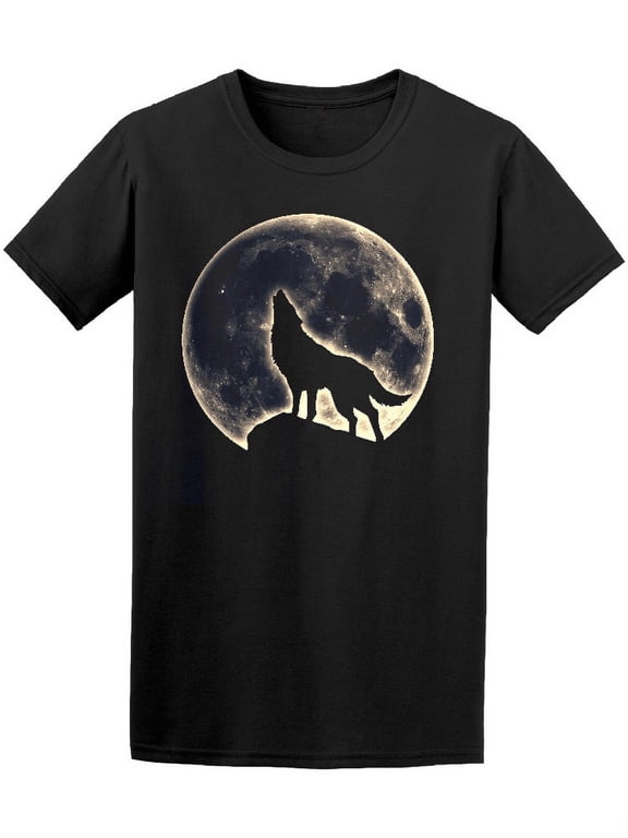 Howling Wolf, Full Moon T-Shirt Men -Image by Shutterstock, Male Large