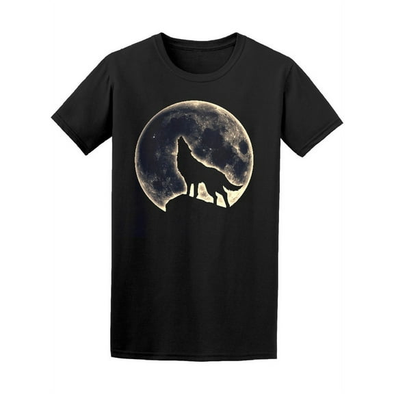 Howling Wolf, Full Moon T-Shirt Men -Image by Shutterstock, Male Medium