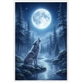 thumbnail image 1 of Howling Wolf Under Full Moon Wall Art Poster Mysterious Forest Night Scene Decorative Prints for Bedroom Living Room Nature Inspired Home Decor Gift--, 1 of 8