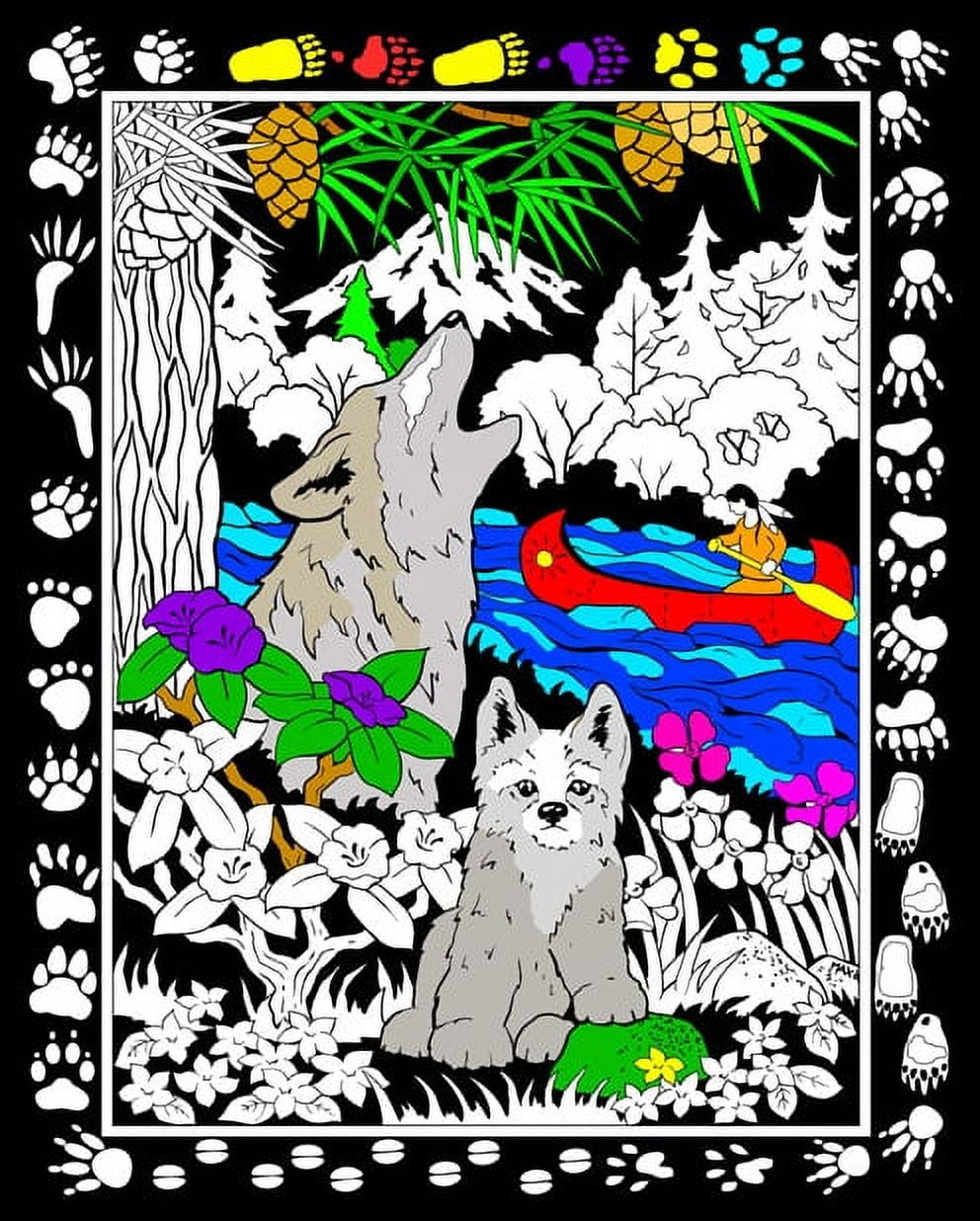 Floral Mania - Fuzzy Velvet Coloring Poster 16x20 Inches