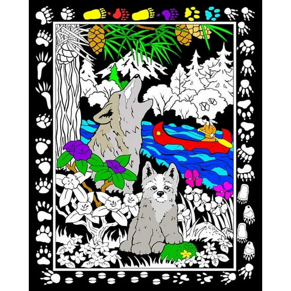 Howling Wolf - Fuzzy Velvet Coloring Poster 16x20 Inches