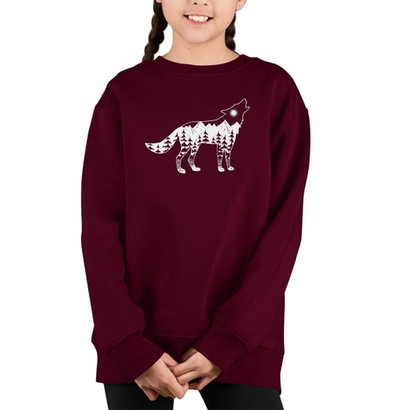 Howling Wolf - Girl's Word Art Crewneck Sweatshirt