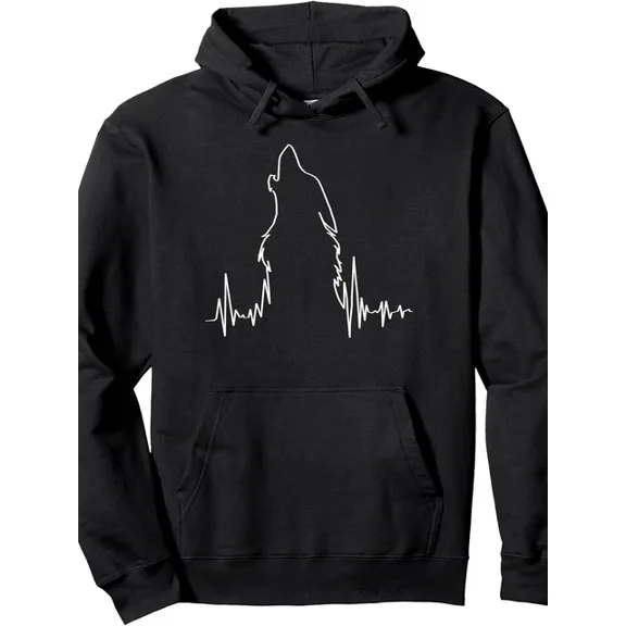 Howling Wolf Heartb 1 Side Hoodie S-5Xl Spirit Animal Wolf Pullover 1 Side Hoodie S-5Xl
