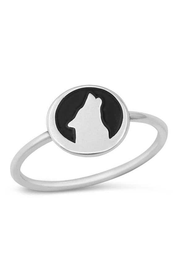 Howling Wolf Hunting Wildness Ring .925 Sterling Silver Band Jewelry Female Male Unisex Size 4
