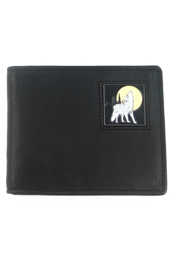 Howling Wolf Leather Bi-Fold Wallet