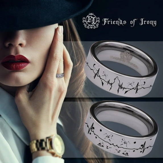 Howling Wolf Lifeline Tungsten Carbide Ring