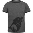 thumbnail image 1 of Howling Wolf Moon Silhouette Mens Ringer T Shirt, 1 of 1