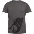 thumbnail image 1 of Howling Wolf Moon Silhouette Mens Soft T Shirt Charcoal Heather MD, 1 of 1
