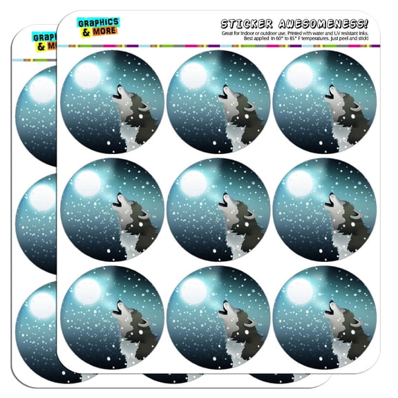 Howling Wolf Moon Snow 2" Scrapbooking Crafting Stickers