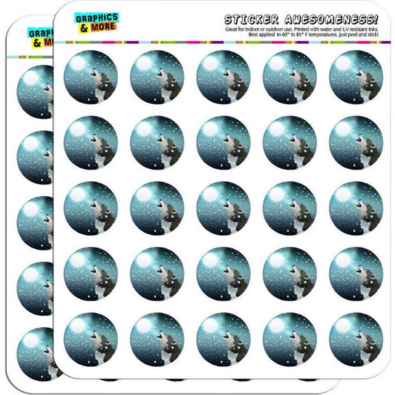Howling Wolf Moon Snow 50 1" Planner Calendar Scrapbooking Crafting Stickers