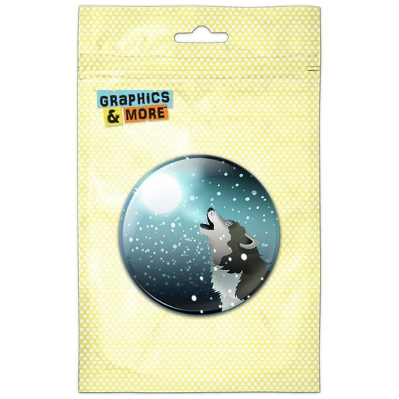 Howling Wolf Moon Snow Refrigerator Button Magnet