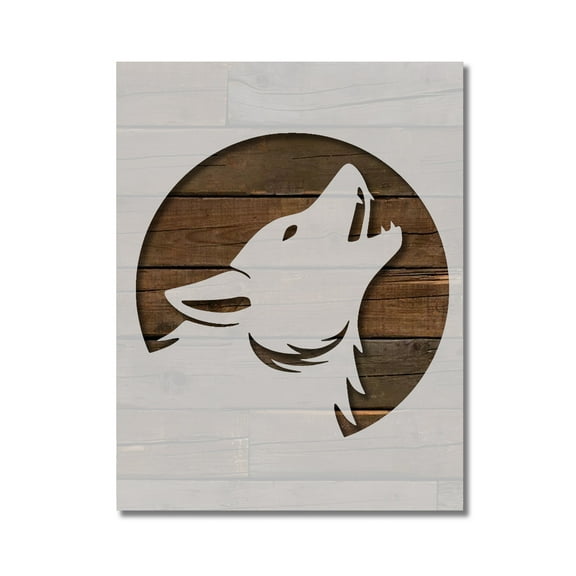 Howling Wolf Moon Stencil Template Reusable 8.5 x 11 for Painting on Walls, Wood, Etc. By Stencilville