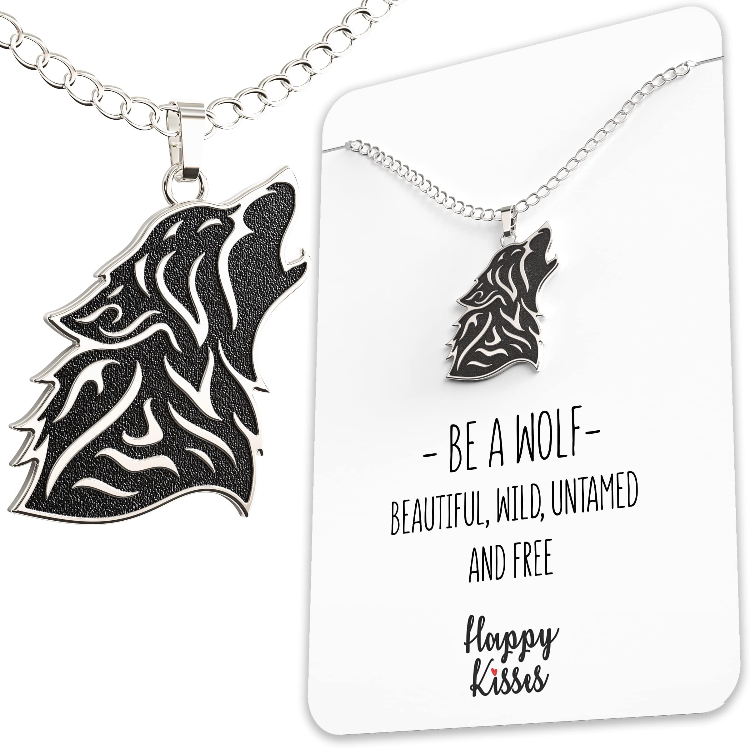 Bling Jewelry Womens Howling Wolf Crescent Moon Pendant Werewolf