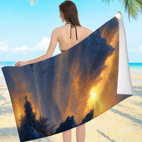 Howling Wolf On Cliff At Dusk - Ultra-Soft Microfiber Machine Washable, Gift for Father'sday Birthday Anniversary