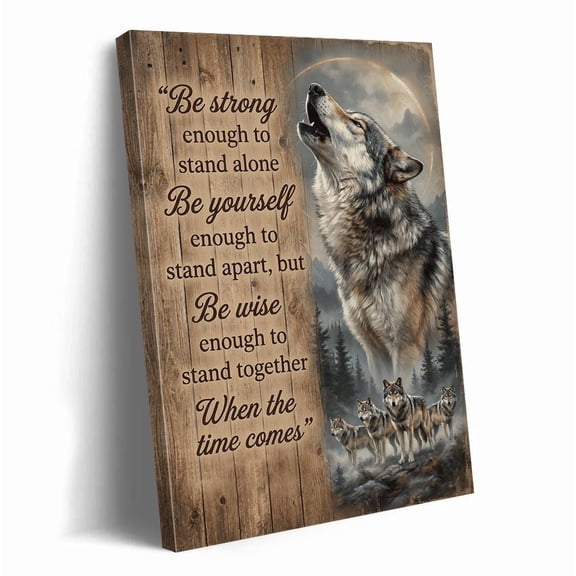 Howling Wolf Pack Wall Art Inspirational Quote Motivational Wood Style Print Rustic Wildlife Decor For Living Room Home Office