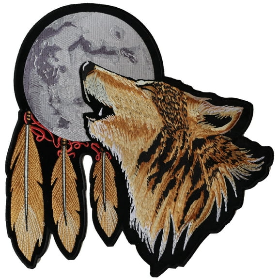Howling Wolf Patch with Moon, Large Back Patches for Jackets and Vests