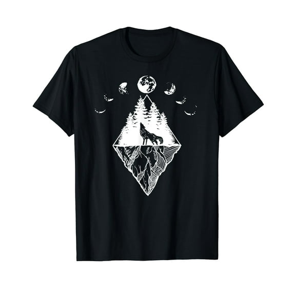 Howling Wolf Phases Of The Moon T-Shirt