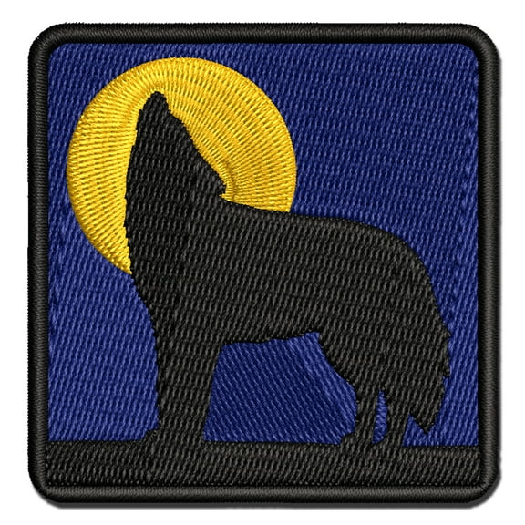 Howling Wolf Solid Applique Multi-Color Embroidered Iron-On Patch - 2.0 Inch Mini
