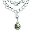 thumbnail image 1 of Howling Wolf Sunset Forest Butterflies Silver Plated Bracelet with Antiqued Charm, 1 of 5