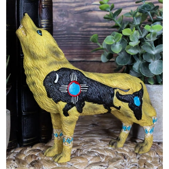 Howling Wolf Turquoise Buffalo Figurine Tribal Totem Animal Spirit Collection