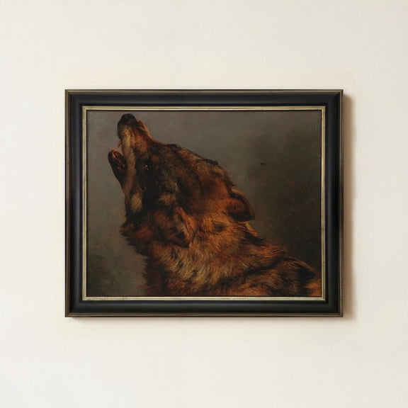 Howling Wolf Wall Art Print For Dark Woodland Wildlife Decor