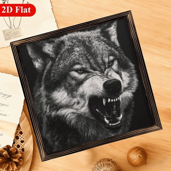 Howling Wolf Wall Art - Retro Rustic Symbol Sign Suitable for Living Room, Bedroom, Office - Wood Decorative Sign, 12x12 Inch, 2D Flat