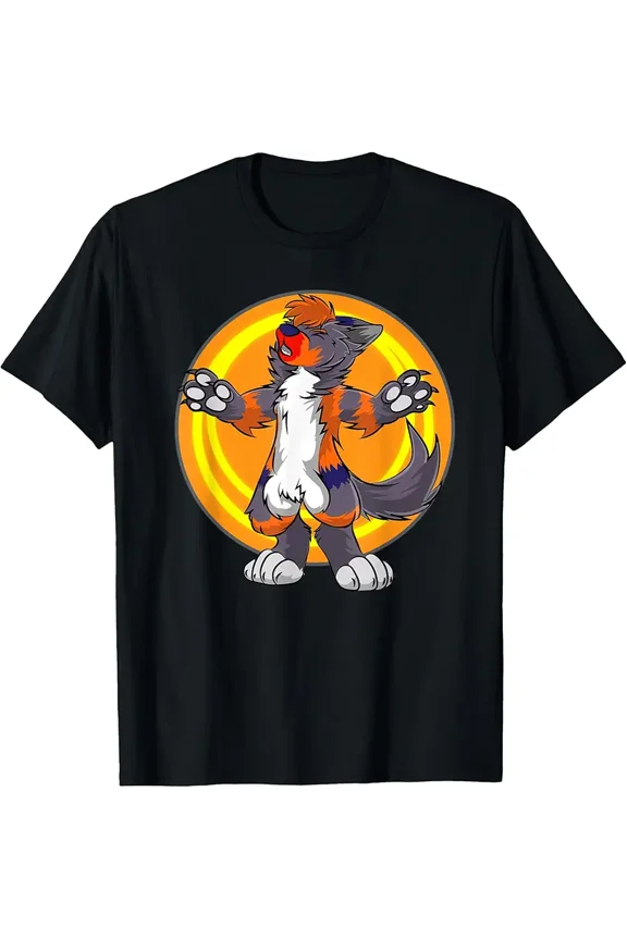 Howling Wolf Wolves Fursona Furry Wild Dog Art Graphic Print Unisex T-Shirt, up to Size 5XL